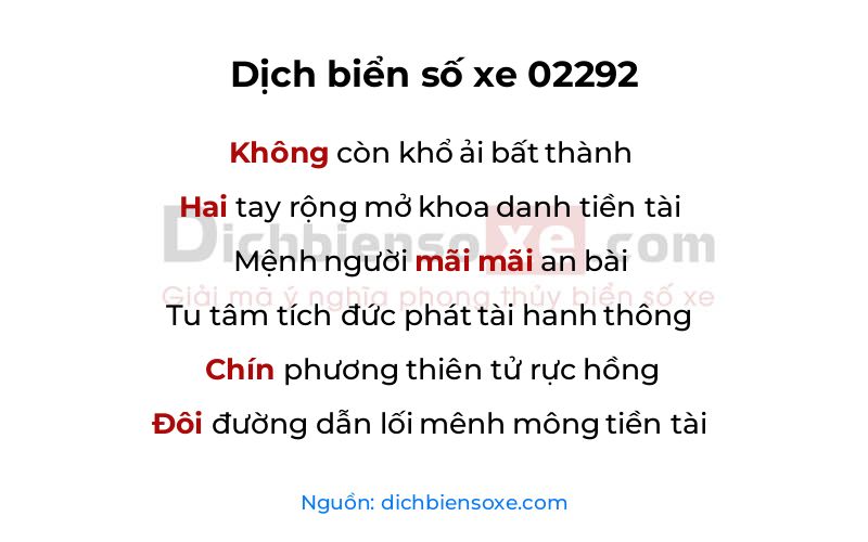 Dịch thơ biển số 02292