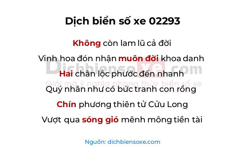 Dịch thơ biển số 02293