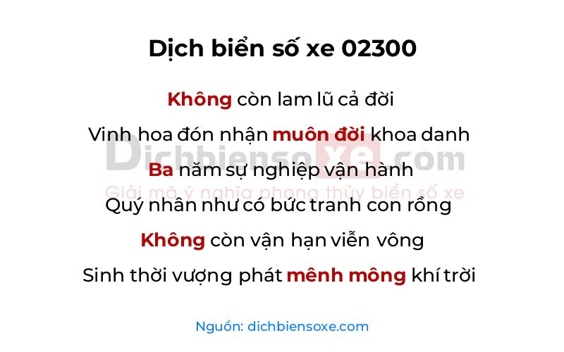Dịch thơ biển số 02300