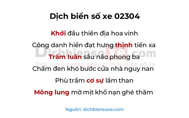 Dịch thơ biển số 02304
