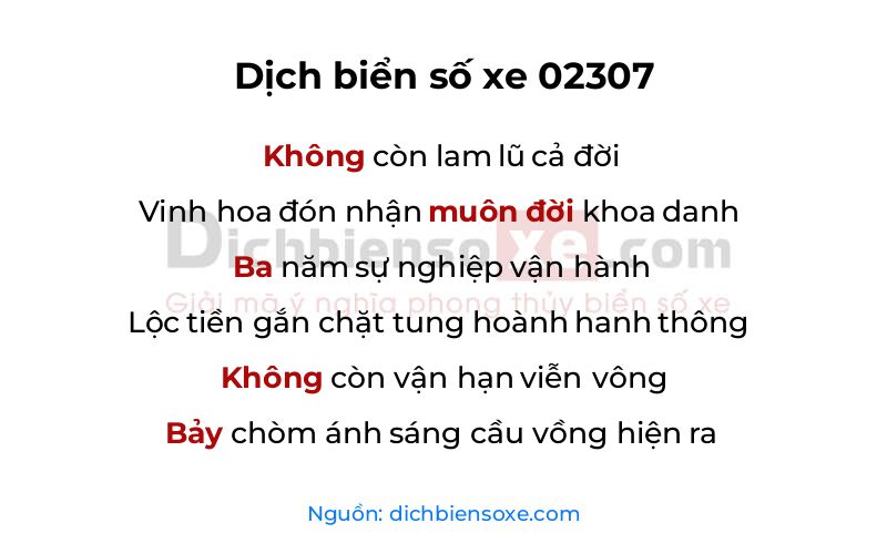 Dịch thơ biển số 02307