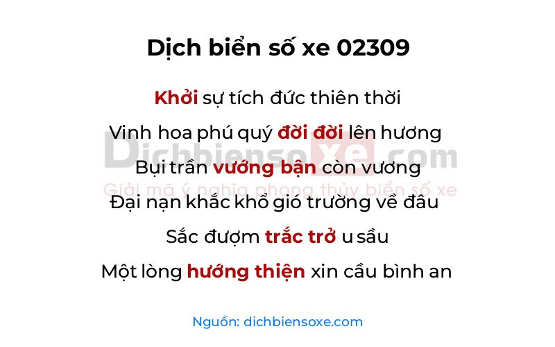 Dịch thơ biển số 02309
