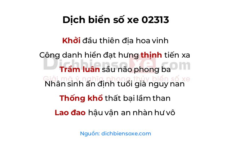 Dịch thơ biển số 02313