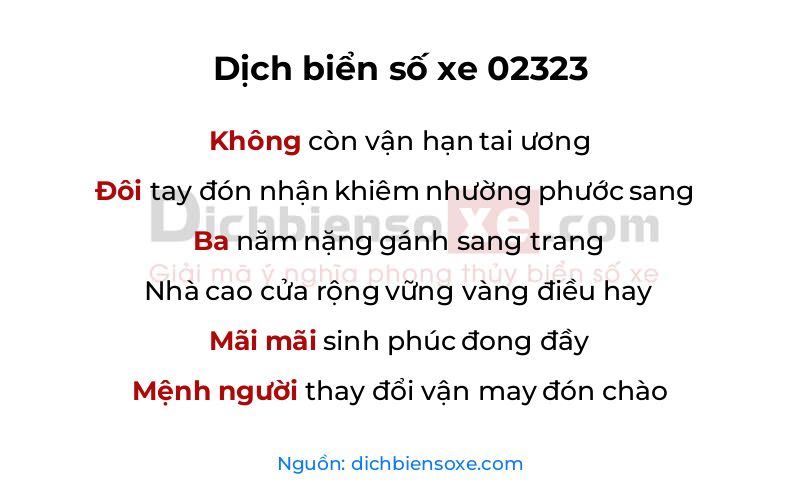 Dịch thơ biển số 02323