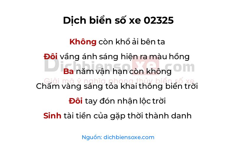 Dịch thơ biển số 02325