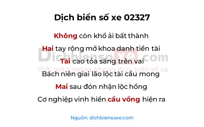 Dịch thơ biển số 02327