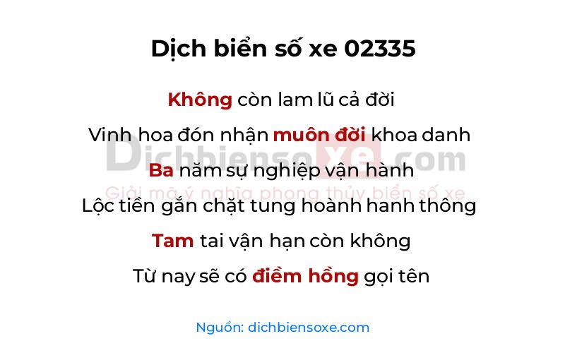 Dịch thơ biển số 02335