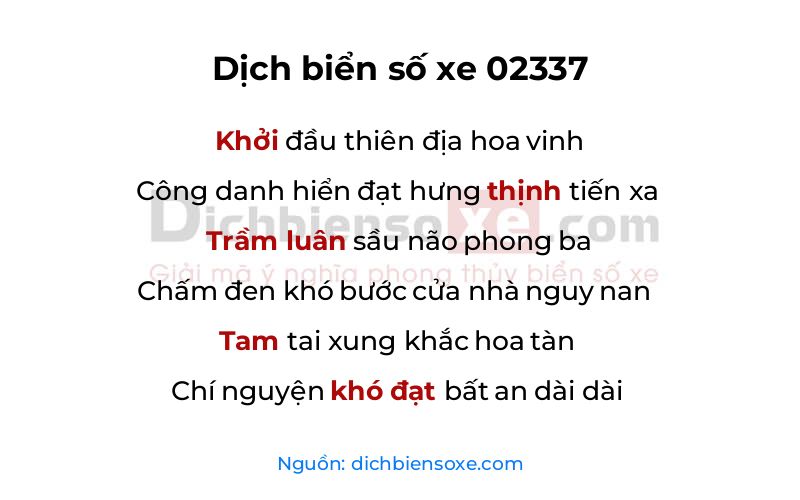 Dịch thơ biển số 02337