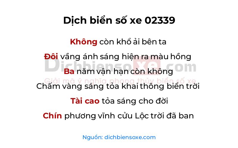 Dịch thơ biển số 02339