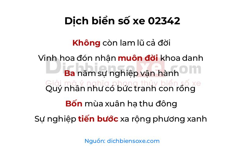 Dịch thơ biển số 02342