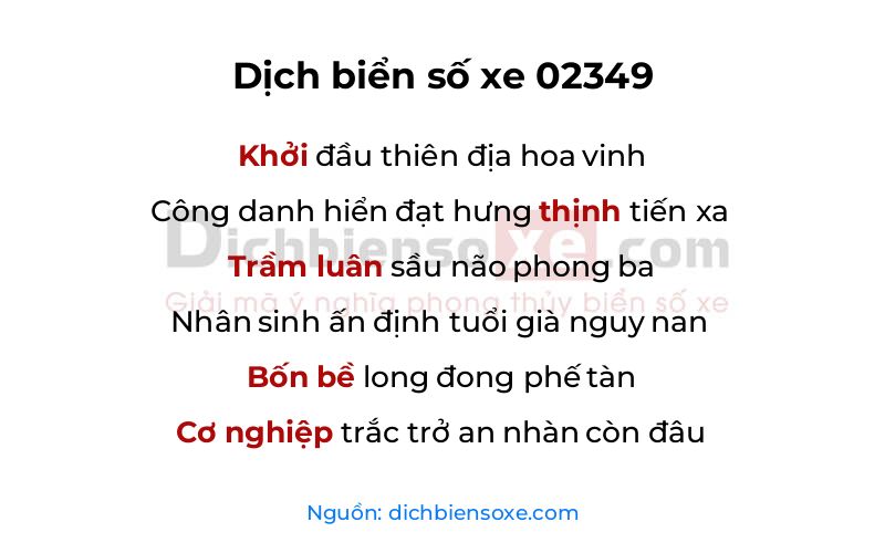 Dịch thơ biển số 02349