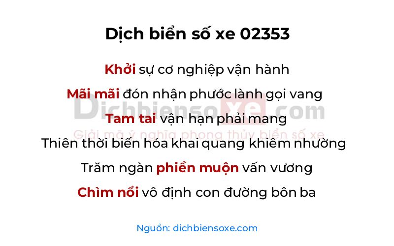 Dịch thơ biển số 02353