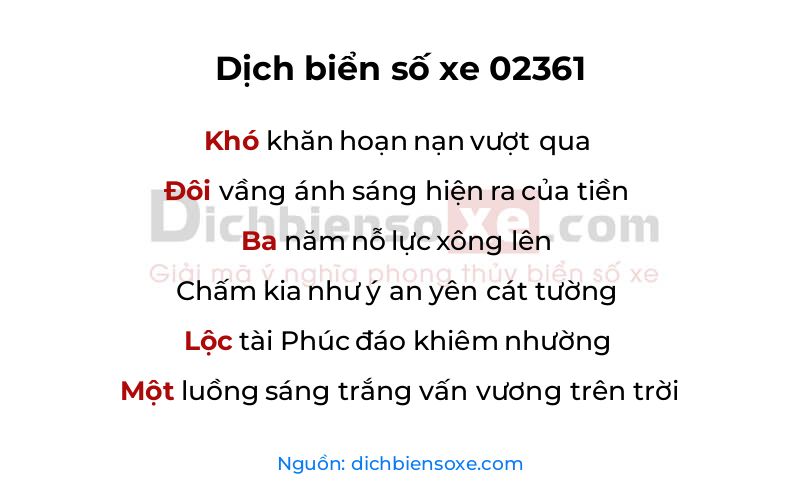 Dịch thơ biển số 02361