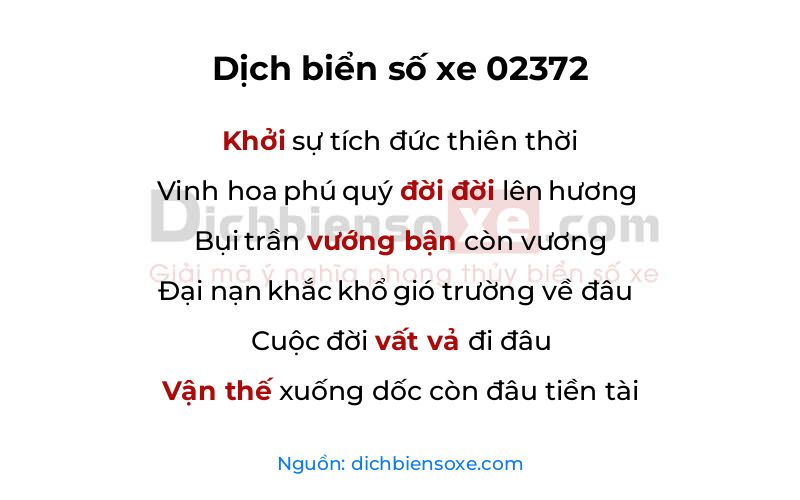 Dịch thơ biển số 02372