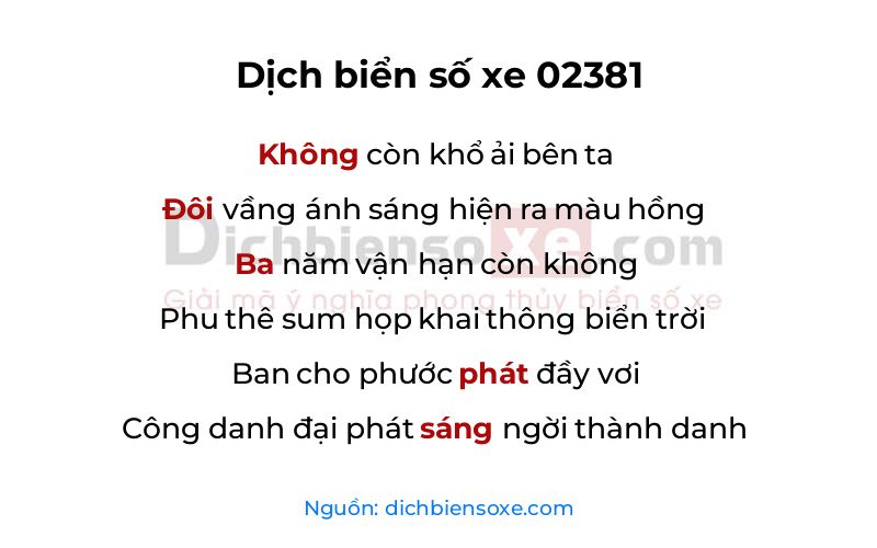 Dịch thơ biển số 02381