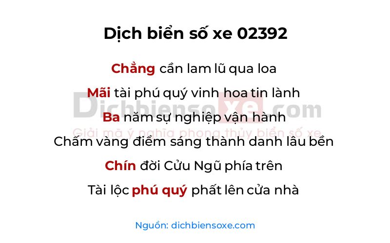 Dịch thơ biển số 02392