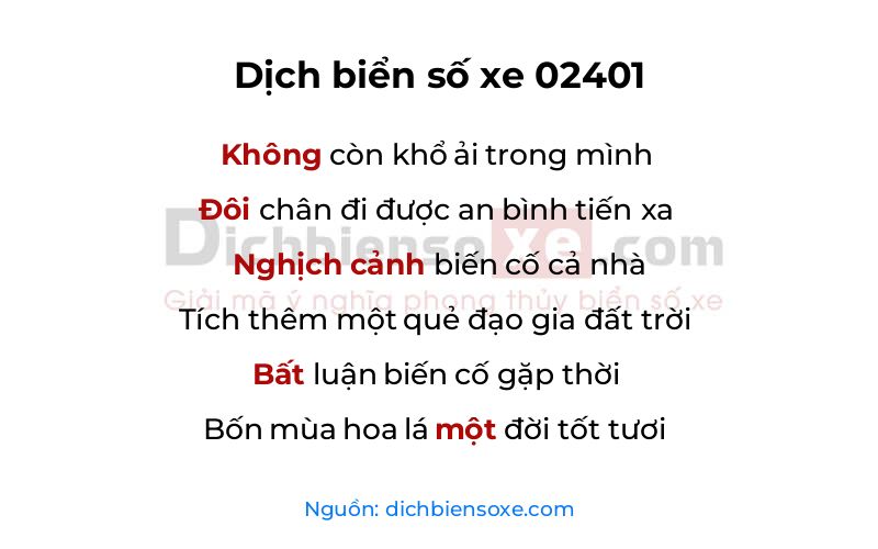 Dịch thơ biển số 02401