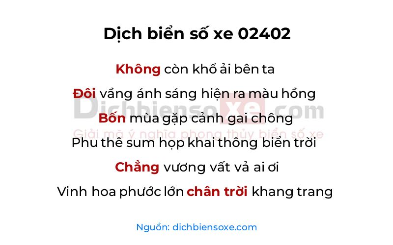 Dịch thơ biển số 02402