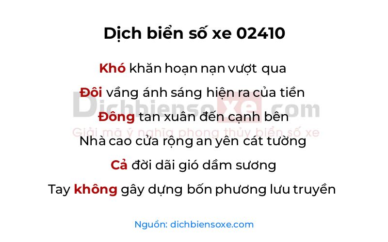 Dịch thơ biển số 02410