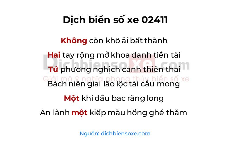 Dịch thơ biển số 02411