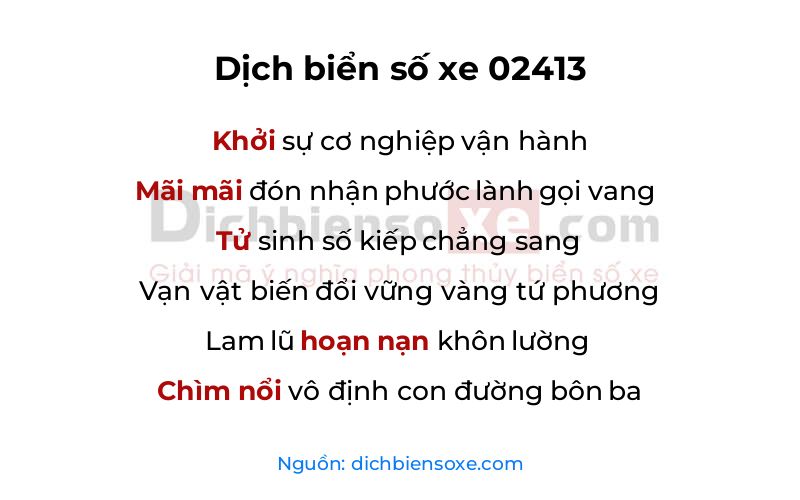 Dịch thơ biển số 02413