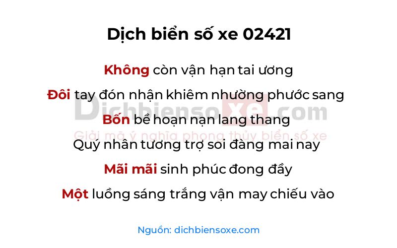 Dịch thơ biển số 02421