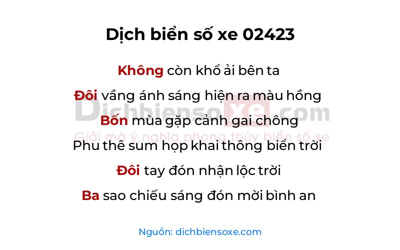 Dịch thơ biển số 02423