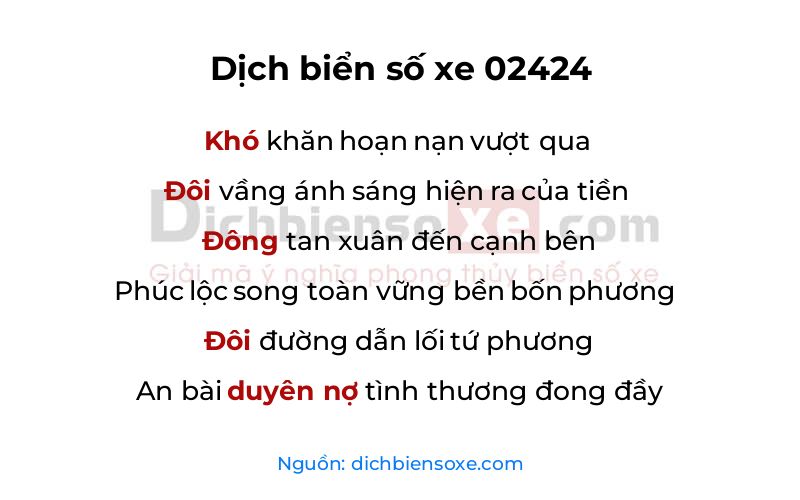 Dịch thơ biển số 02424