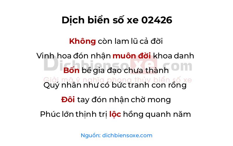Dịch thơ biển số 02426