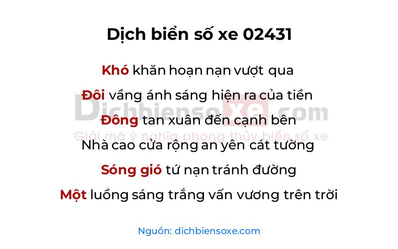 Dịch thơ biển số 02431