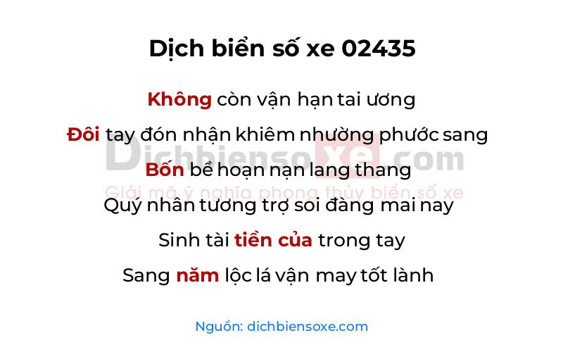 Dịch thơ biển số 02435