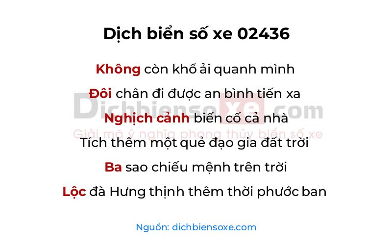 Dịch thơ biển số 02436