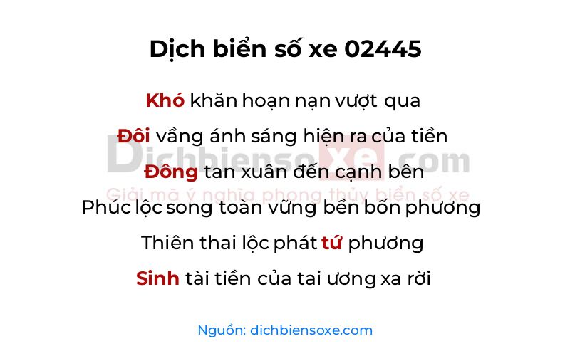 Dịch thơ biển số 02445