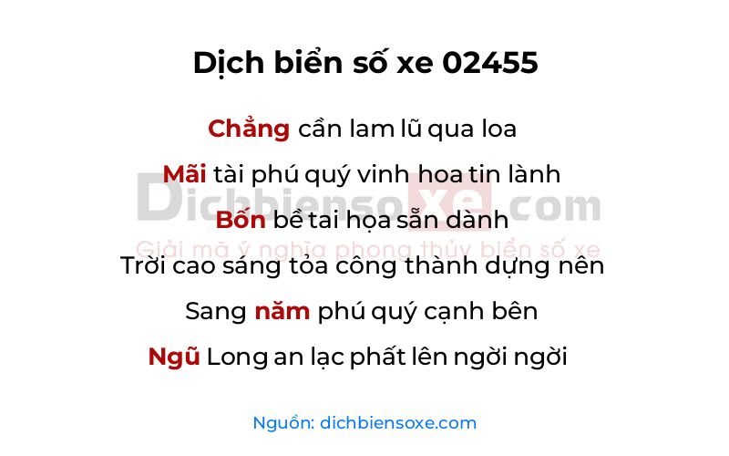 Dịch thơ biển số 02455