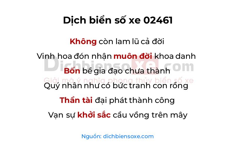 Dịch thơ biển số 02461