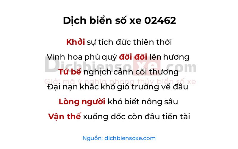 Dịch thơ biển số 02462