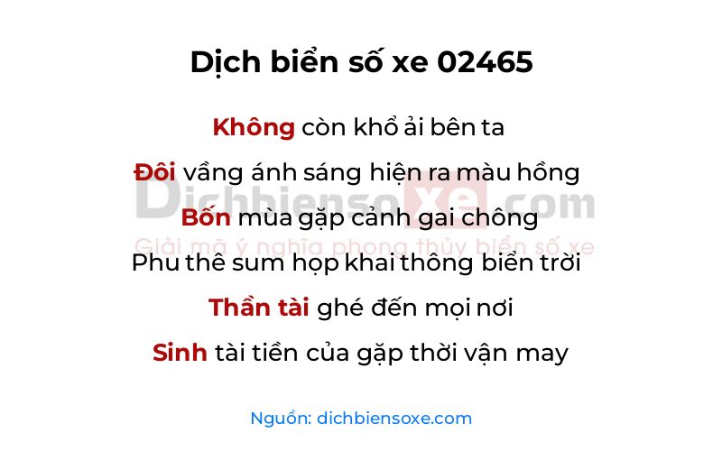 Dịch thơ biển số 02465