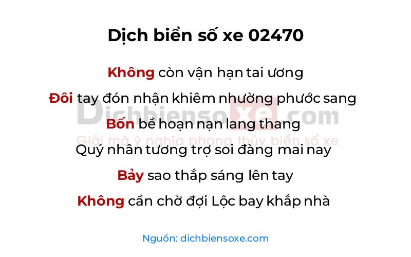 Dịch thơ biển số 02470