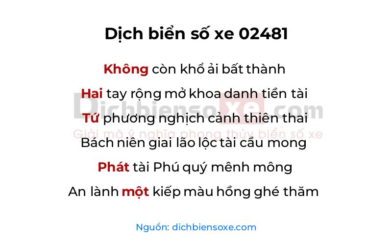 Dịch thơ biển số 02481