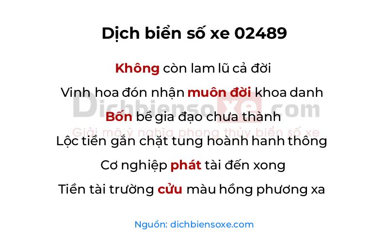 Dịch thơ biển số 02489