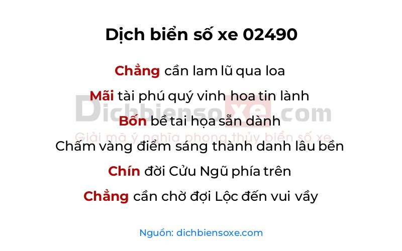 Dịch thơ biển số 02490