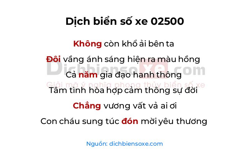 Dịch thơ biển số 02500