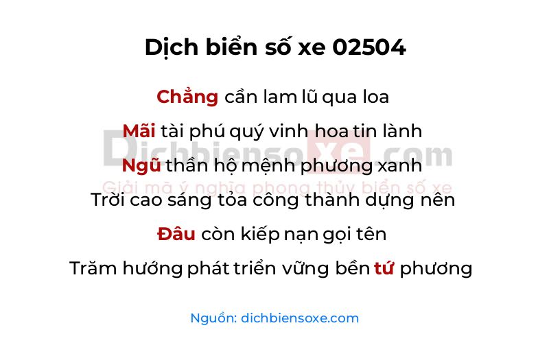 Dịch thơ biển số 02504