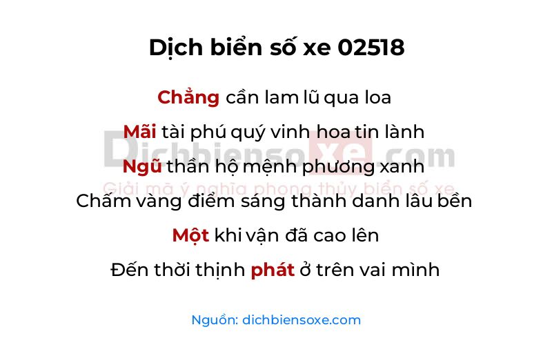 Dịch thơ biển số 02518