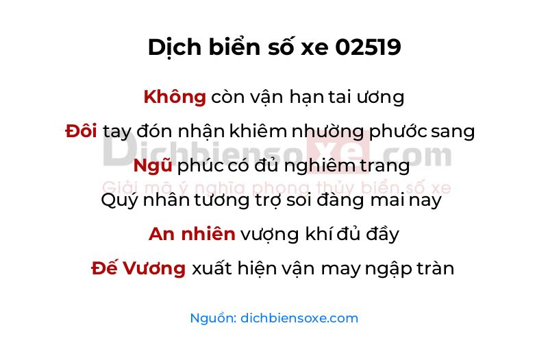 Dịch thơ biển số 02519