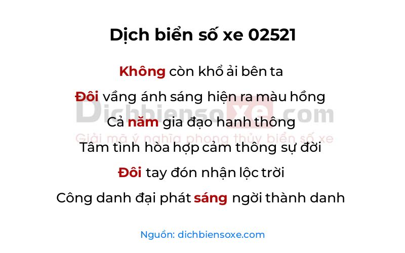 Dịch thơ biển số 02521