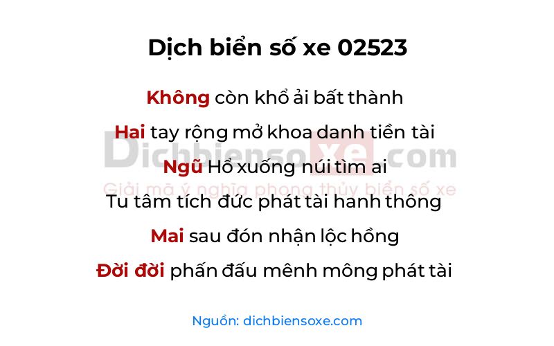 Dịch thơ biển số 02523