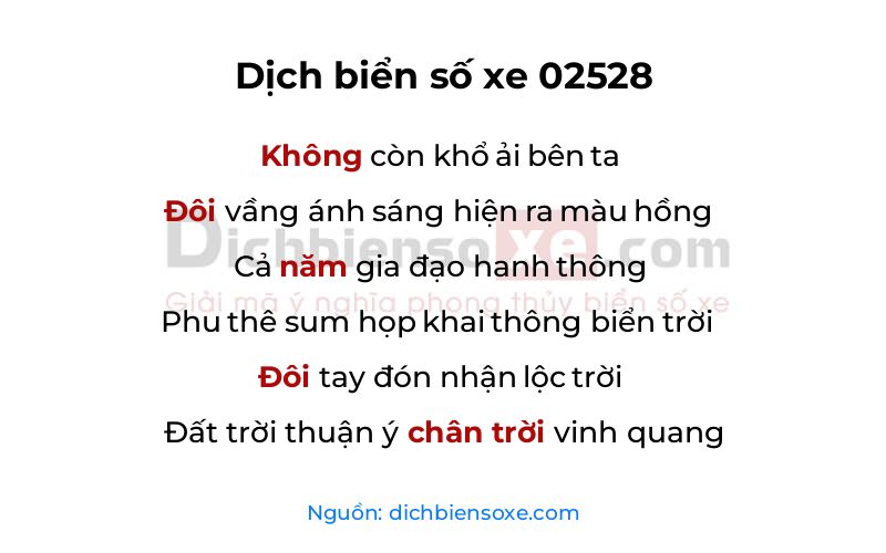 Dịch thơ biển số 02528