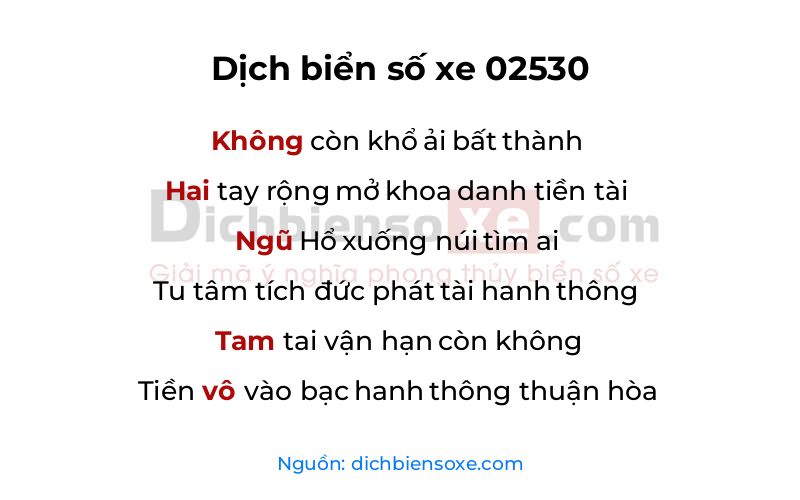 Dịch thơ biển số 02530