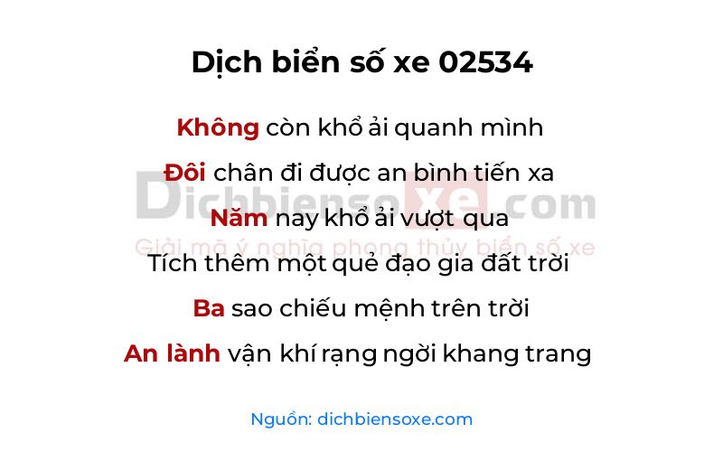 Dịch thơ biển số 02534